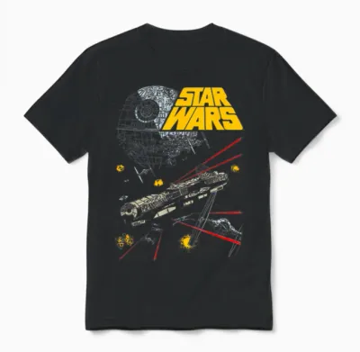 Star Wars Millennium Falcon Battle Graphic T-Shirt, Black, S Unisex T-Shirt - Black