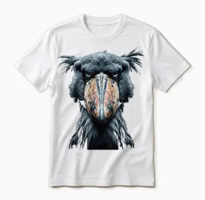 Majestic Shoebill Storks Portrait T-Shirt, Black Unisex T-Shirt - White