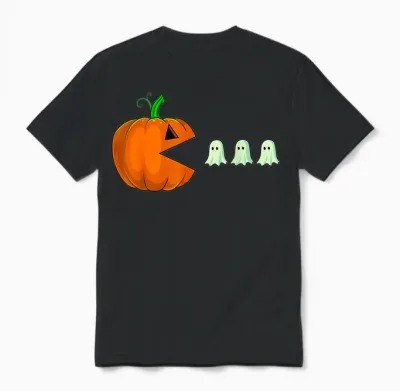Halloween Pumpkin Funny Ghosts Boys Kids Women Men Unisex T-Shirt - Black