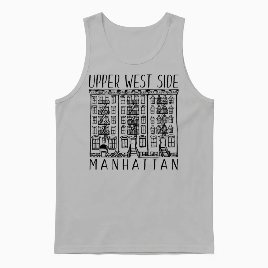 Upper West Side Manhattan New York T-Shirt, White, S Unisex Tank Top in Ash