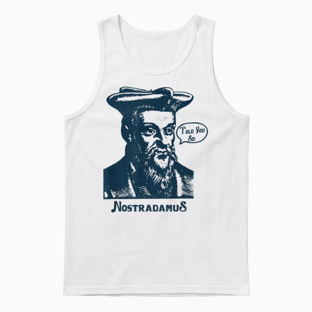 Nostradamus "je Vous L'ai Dit" Une Prophétie Drôle Unisex Tank Top in White