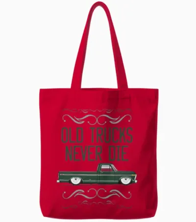 Keep on Truckin Mallard Green Tote Bags - Red