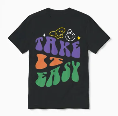 Black Colorful Retro Typography Unisex T-Shirt - Black