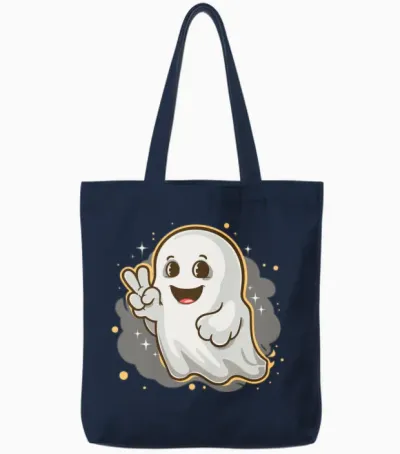 Peace Ghost Retro Design Tote Bags - Navy