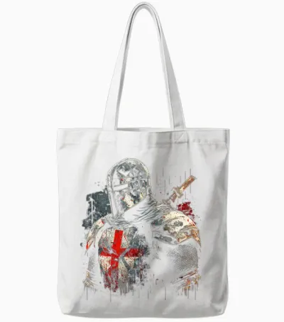 Deus Vult Medieval Knight Templar Crusader Tote Bags - White