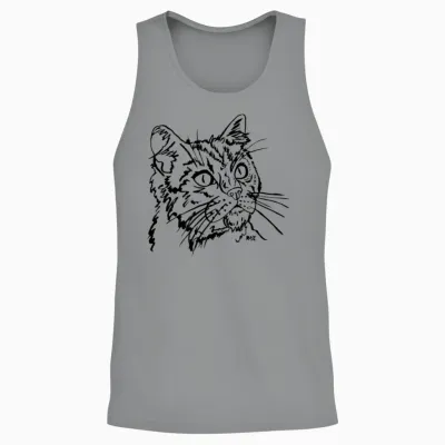 Cat Face Unisex Tank Top - Sport Grey