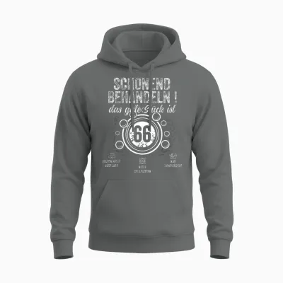 66. Geburtstag Schonend Behandeln.pflegehinweis: 66 Jahre Unisex Hoodie - Graphite Heather