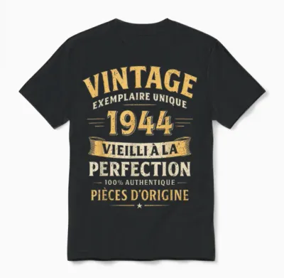 Birthday Gift 82 Years Humor Vintage 1944 82 Years Man Unisex T-Shirt - Black