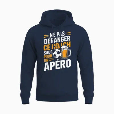 Coach Foot Apéro Homme Humour Idée Cadeau Drôle Bière Unisex Hoodie - Navy