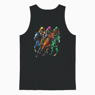 Horse Racing Painting Horse and Derby Lovers Unisex Tank Top - Black