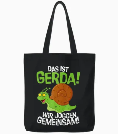 Lustige Schnecke Gerda & Ich Joggen Gemeinsam Running Tote Bags - Black