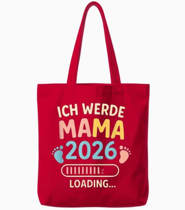 Ich Werde Mama 2026 Loading... - 2025 Loading Tote Bags in Red