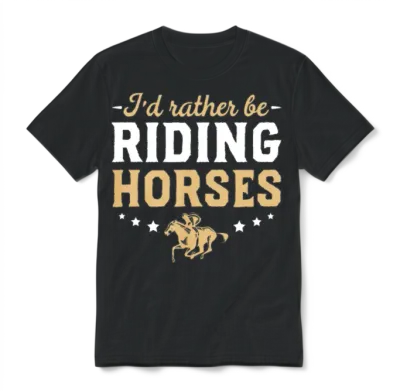 I D Rather Be Riding Horses Horse Gift Clothing Unisex T-Shirt - Black