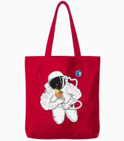 Astronaut with Ice Cream Cone Tote Bags - Red