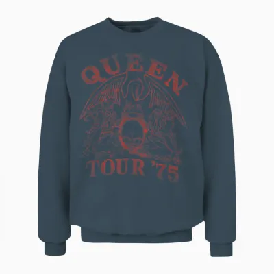 Official Queen Tour 75 T-Shirt, Black, S Unisex Sweatshirt - Dark Heather
