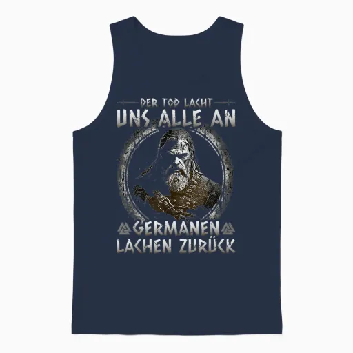 Viking Saying, Germanen Laughter Back, Nordic Viking T-Shirt, Black Unisex Tank Top - Navy