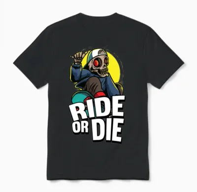 Ride or Die Retro Skateboard Unisex T-Shirt - Black