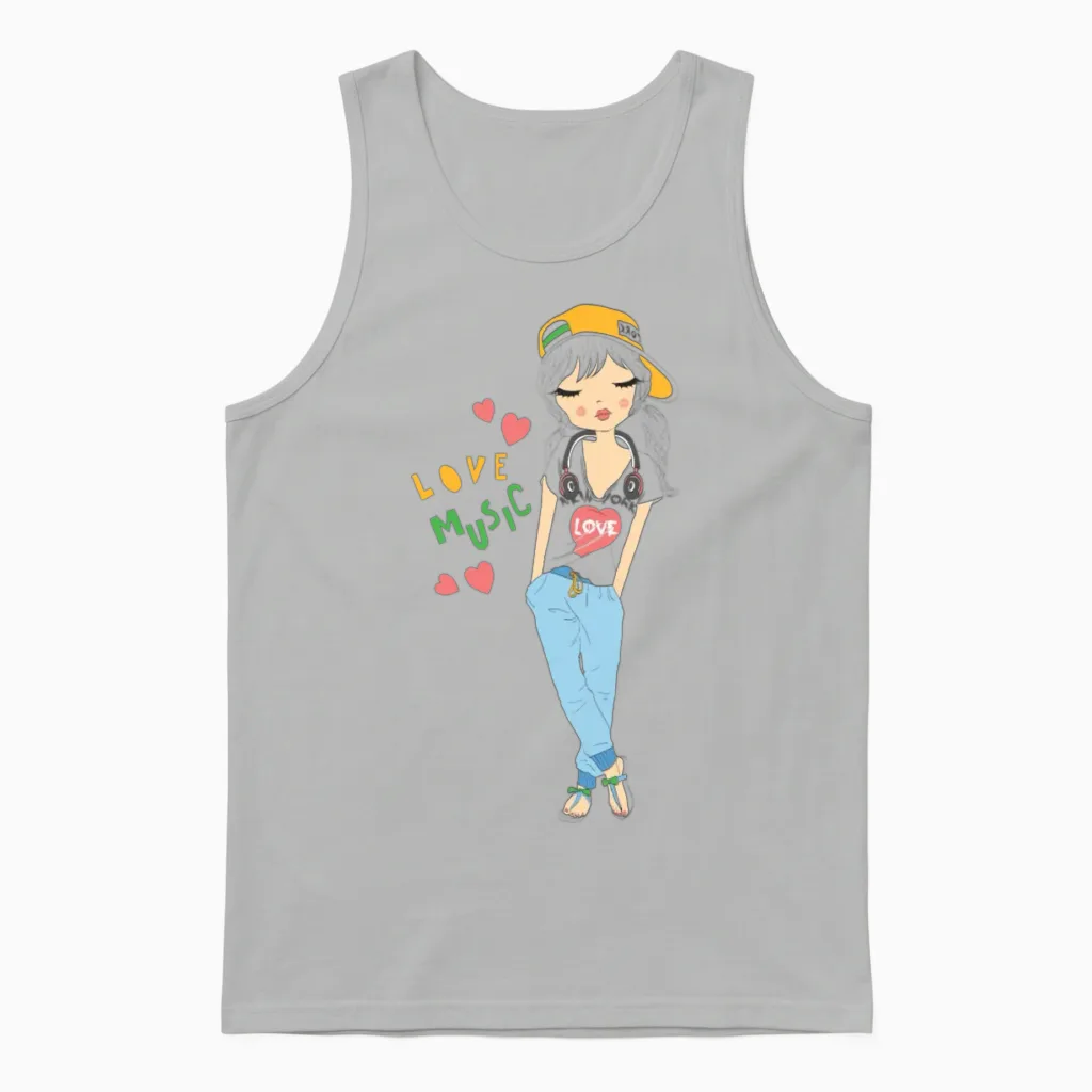 Cute Girl Unisex Tank Top in Ash