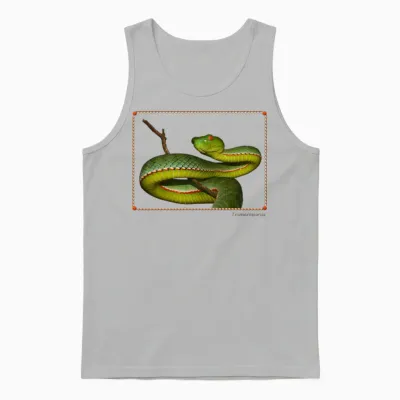Real Green Pit Viper T-Shirt – Wildlife Design Unisex Tank Top - Ash