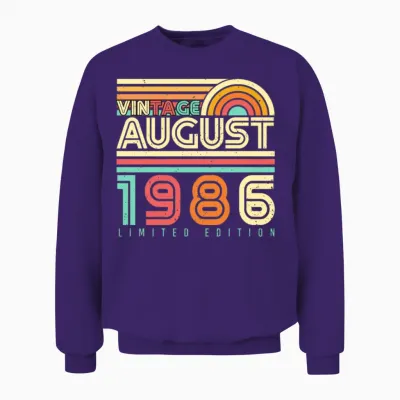 August 1986 Retro Unisex Sweatshirt - Purple