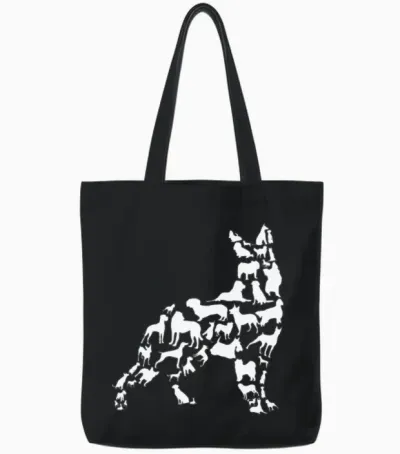Dog Owner Dog Lover Silhouette Tote Bags - Black