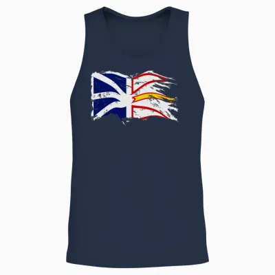 Distressed Waving Nl Flag Cut Unisex Tank Top - Navy