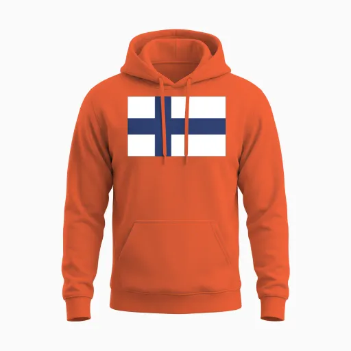 Flag of Finland, Finlands Flag, Flag Finland Unisex Hoodie in Orange