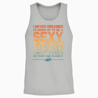 Funny Sexy Pontoon Captain Art for Men Women Pontoon Boat Unisex Tank Top - Ash