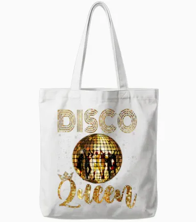 Disco Queen - 70's Disco Themed Vintage Seventies Costume Tote Bags - White