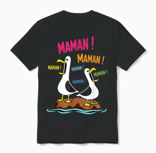 Motif Mouette Drôle Maman Meme Oiseaux Criant Maman Unisex T-Shirt in Black