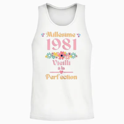 43 Ans Femme 1981 Idée Cadeau Anniversaire Drôle Humour Mama T-Shirt, Black, Female X-Small Unisex Tank Top - White