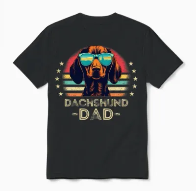 Dachshund with Sunglasses Retro Unisex T-Shirt - Black