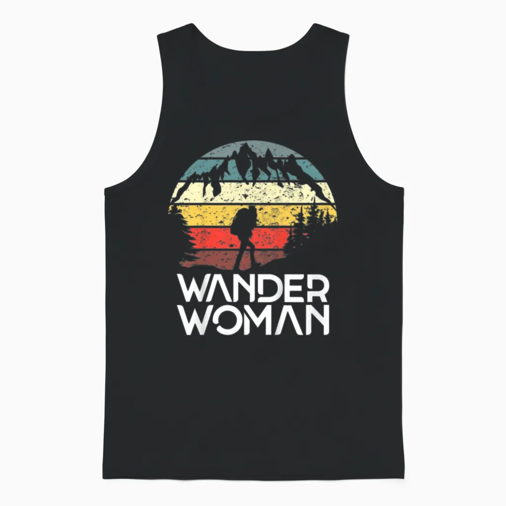 Hiking Wander Woman & Outdoors Gift Unisex Tank Top in Black