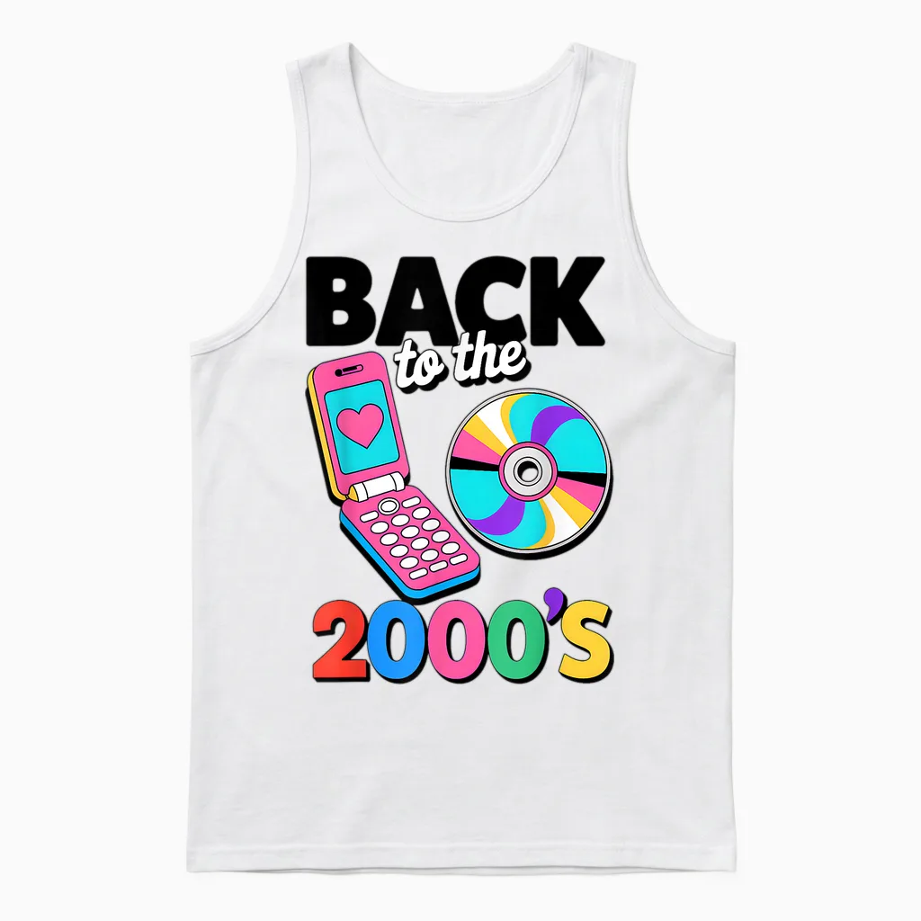Back to the 2000s Retro Nostalgic Party Funny Unisex Tank Top in White