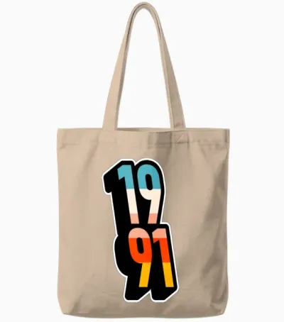 1991 Retro Stripes Tote Bags - Natural