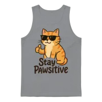 Stay Pawtive Cat with Sunglasses Unisex Tank Top - Sport Grey – 1