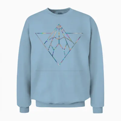 Holographic Iridescent Triangle and Diamond Unisex Sweatshirt - Light Blue