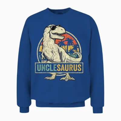Unclesaurus T Rex Dinosaur Uncle Saurus Family Matching Unisex Sweatshirt - Royal