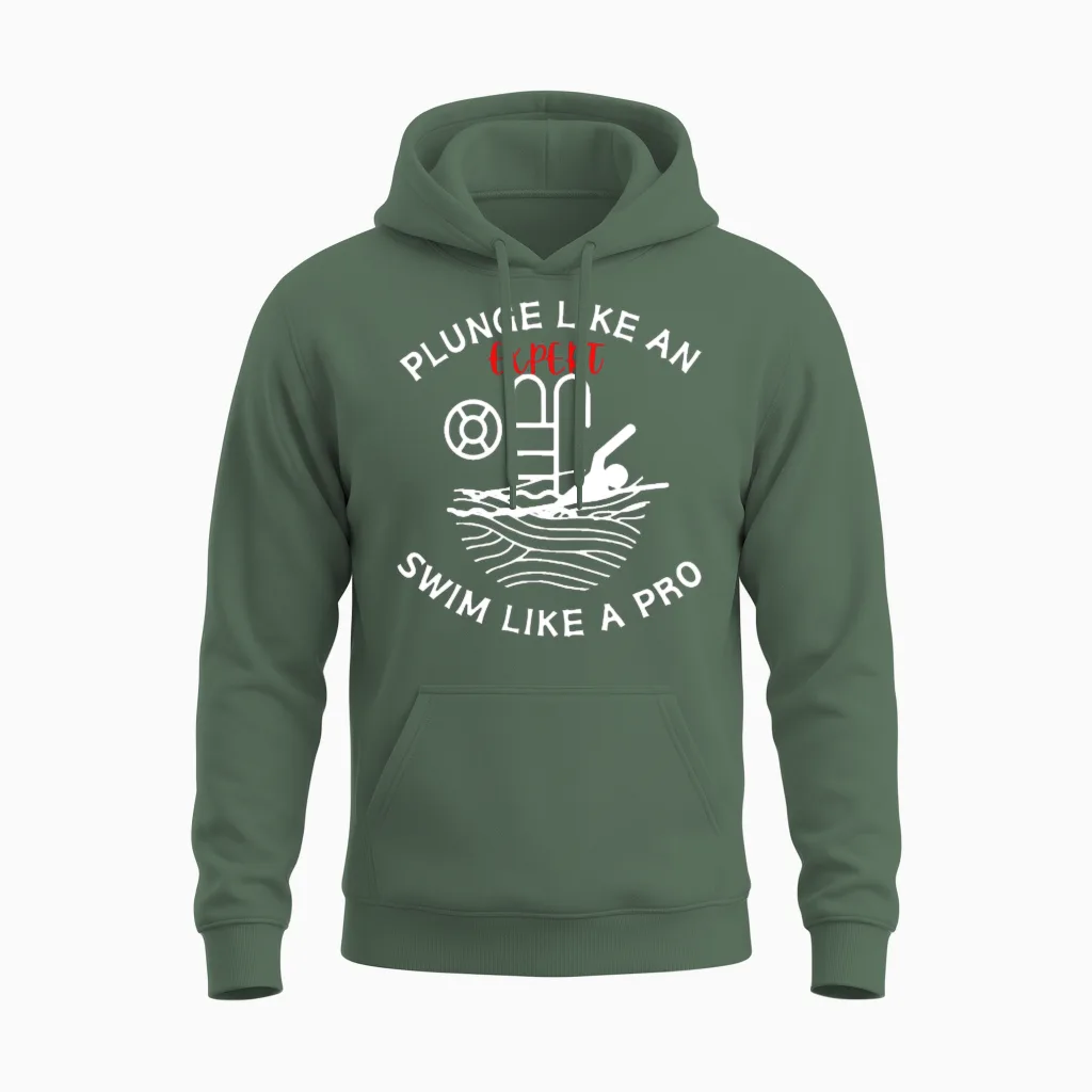 Swimming Quote Instructor Teacher Coach Guide Unisex Hoodie in Military Green