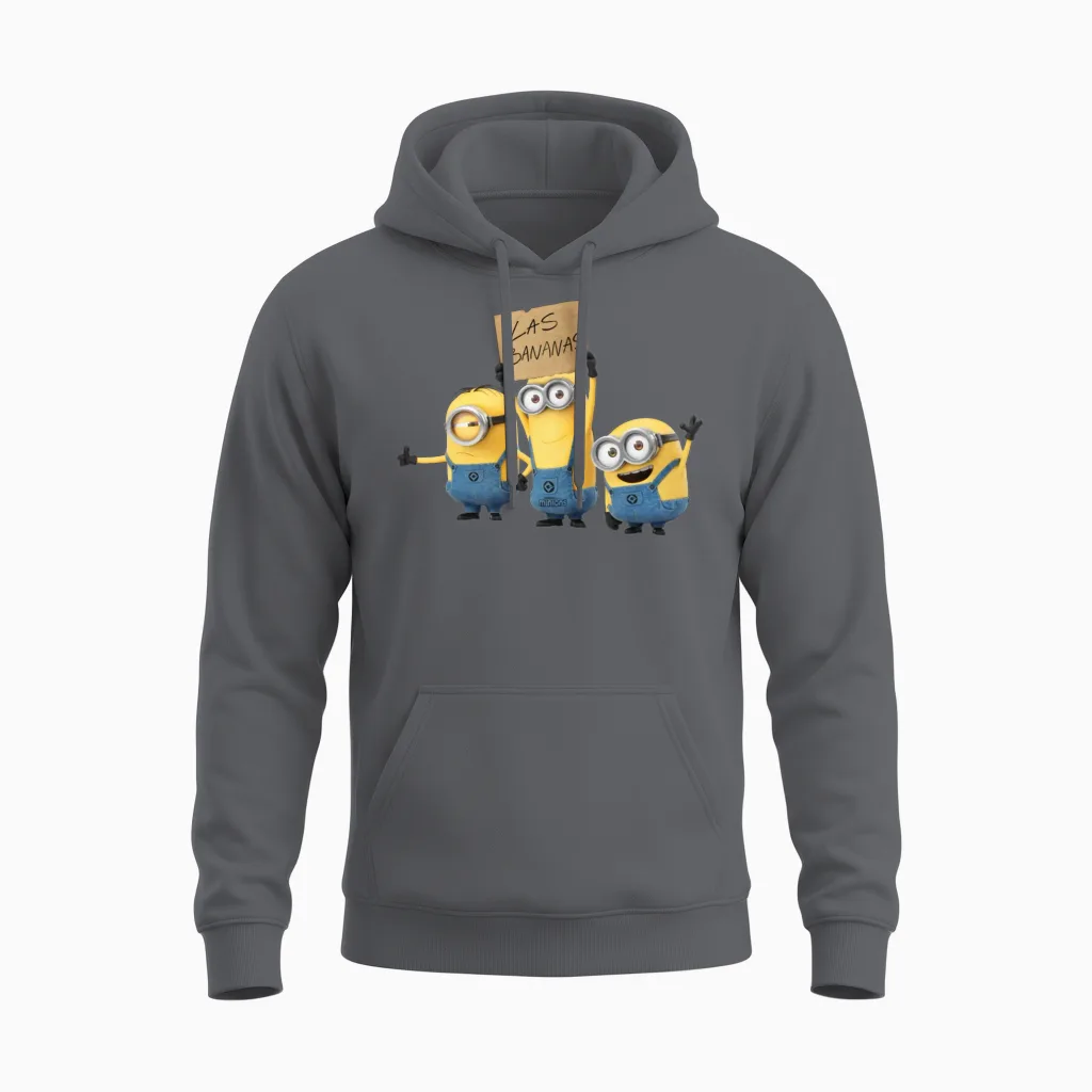 Minions Three Happy Minions with A Unisex Hoodie in Charcoal