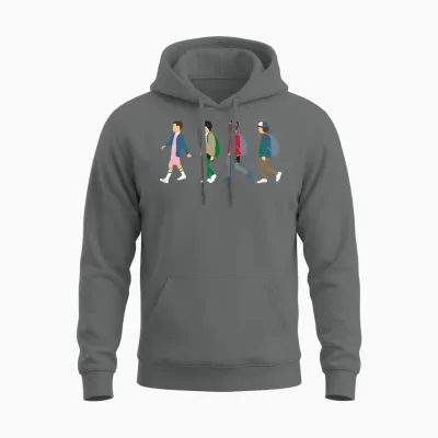 Stranger Things Eleven, Lucas, Mike & Dustin T-Shirt, Black Unisex Hoodie - Graphite Heather