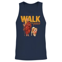 Walk for Peace: Monk and Dog Aloka Unisex Tank Top - Navy – 2