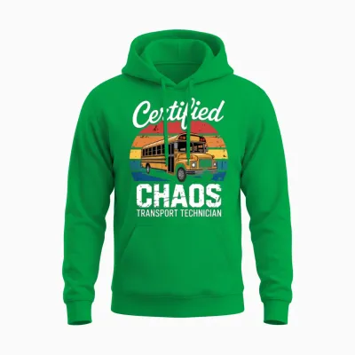 Chaos Transport Technician Funny School Bus Driver Unisex Hoodie - Irish Green