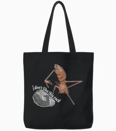 Marcus the Worm I Don't Like This Rock Tote Bags - Black