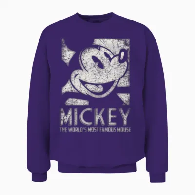 Mickey Mouse Most Famous Long Sleeve Shirt, Black Unisex Sweatshirt - Purple