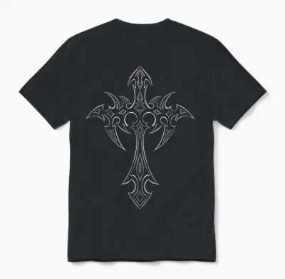 Gothic Cross Grunge Aesthetic Y2k Mall Goth Unisex T-Shirt - Black