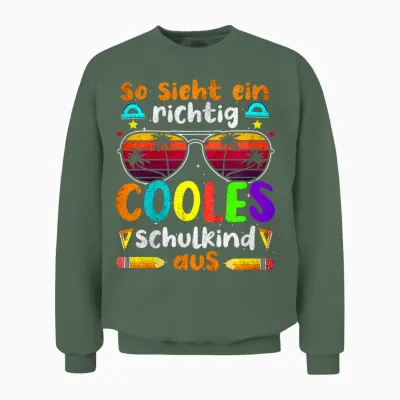 Kinder Tschüss Kindergarten Ich Rocke Jetzt Die Schule Schulkind Unisex Sweatshirt - Military Green