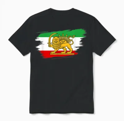 Iran for Men and Women Iranian Flag Lion Persian T-Shirt, Black Unisex T-Shirt - Black