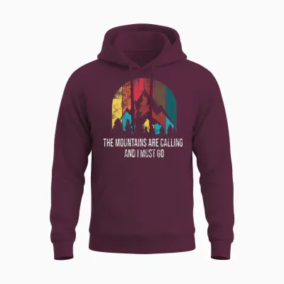 Retro Distressed Mountains Are Calling Unisex Hoodie - Maroon
