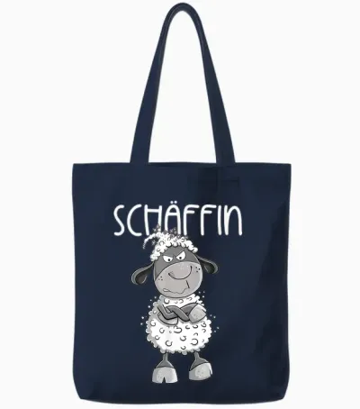 T-Shirt with German Text "cooles Schäffin Schaf Für Die Chefin Vorgesetzte Teamleiter Tote Bags - Navy